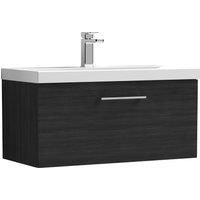 Nuie Arno Wall Hung 1-Drawer Vanity Unit & Basin-1 800mm - Charcoal Woodgrain