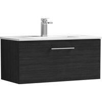 Nuie Arno Wall Hung 1-Drawer Vanity Unit & Basin-2 800mm - Charcoal Woodgrain