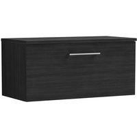 Nuie Arno 800mm Wall Hung 1 Drawer Vanity & Worktop Charcoal Black