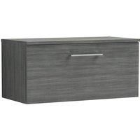 Nuie Arno Wall Hung 1-Drawer Vanity Unit & Worktop 800mm - Anthracite Woodgrain