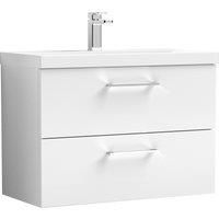 Nuie Arno Wall Hung 2-Drawer Vanity Unit with Basin-1 800mm Wide - Gloss White