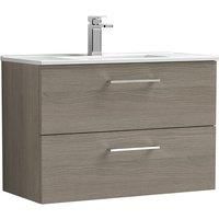 Nuie Arno Wall Hung 2-Drawer Vanity Unit & Basin-2 800mm - Solace Oak Woodgrain