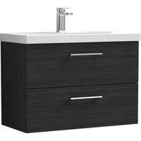 Nuie Arno Wall Hung 2-Drawer Vanity Unit & Basin-1 800mm - Charcoal Woodgrain