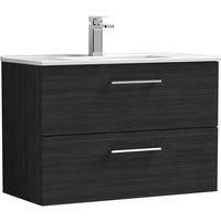 Nuie Arno Wall Hung 2-Drawer Vanity Unit & Basin-2 800mm - Charcoal Woodgrain