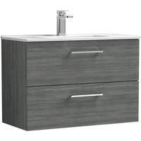 Nuie Arno Wall Hung 2-Drawer Vanity Unit & Basin-2 800mm - Anthracite Woodgrain