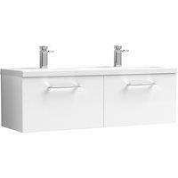 Nuie Arno WH 2-Drawer Vanity Unit & Double Ceramic Basin 1200mm - Gloss White