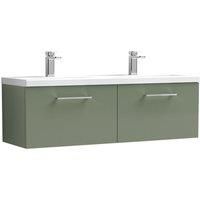 Nuie Arno WH 2-Drawer Vanity Unit & Double Ceramic Basin 1200mm - Reed Green