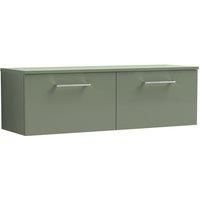 Nuie Arno Wall Hung 2-Drawer Vanity Unit & Worktop 1200mm - Reed Green