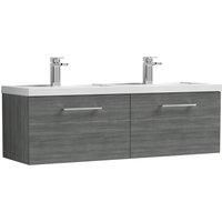 Nuie Arno Anthracite Woodgrain WH Vanity Unit + Polymarble Basin - 1200mm