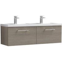 Nuie Arno WH 2-Drawer Vanity Unit & Polymarble Basin 1200mm - Solace Oak