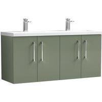 Nuie Arno WH 4-Door Vanity Unit & Double Ceramic Basin 1200mm - Reed Green