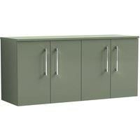 Nuie Arno Wall Hung 4-Door Vanity Unit & Worktop 1200mm - Reed Green