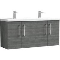 Nuie Arno Anthracite Woodgrain WH 4-Door Vanity Unit & Ceramic Basin 1200mm