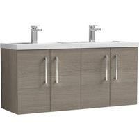 Nuie Arno WH 4-Door Vanity Unit & Polymarble Basin 1200mm - Solace Oak
