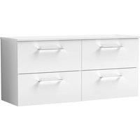 Nuie Arno Wall Hung 4-Drawer Vanity Unit with Worktop 1200mm Wide - Gloss White
