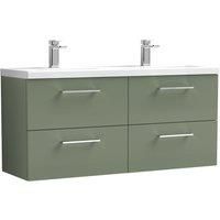 Nuie Arno WH 4-Drawer Vanity Unit & Double Ceramic Basin 1200mm - Reed Green