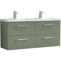 Nuie Arno WH 4-Drawer Vanity Unit & Double Polymarble Basin 1200mm - Reed Green