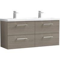 Nuie Arno WH 4-Drawer Vanity Unit & Ceramic Basin 1200mm - Solace Oak