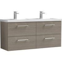 Nuie Arno WH 4-Drawer Vanity Unit & Polymarble Basin 1200mm - Solace Oak