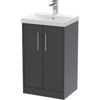 Hudson Reed Juno 500mm Floor Standing 2 Door Vanity & Thin-Edge Basin - Graphite Grey
