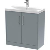 Hudson Reed Juno 800mm Floor Standing 2 Door Vanity & Thin-Edge Basin - Coastal Grey