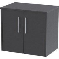 Hudson Reed Juno 600mm Wall Hung 2 Door Vanity & Worktop - Graphite Grey
