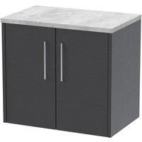 Hudson Reed Juno 600mm Wall Hung 2 Door Vanity & Bellato Grey Laminate Top - Graphite Grey
