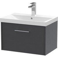 Hudson Reed Juno 600mm Wall Hung Single Drawer Vanity & Thin-Edge Basin - Graphite Grey