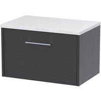 Hudson Reed Juno 600mm Wall Hung Single Drawer Vanity & Sparkling White Laminate Top - Graphite Grey