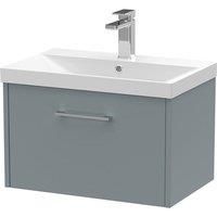 Hudson Reed Juno 600mm Wall Hung Single Drawer Vanity & Thin-Edge Basin - Coastal Grey