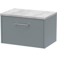 Hudson Reed Juno 600mm Wall Hung Single Drawer Vanity & Bellato Grey Laminate Top - Coastal Grey