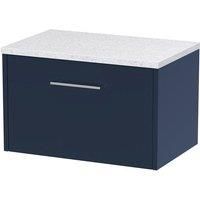 Hudson Reed Juno 600mm Wall Hung Single Drawer Vanity & Sparkling White Laminate Top - Electric Blue