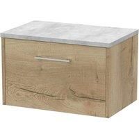 Hudson Reed Juno 600mm Wall Hung Single Drawer Vanity & Bellato Grey Laminate Top - Autumn Oak