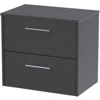 Hudson Reed Juno 600mm Wall Hung 2 Drawer Vanity & Worktop - Graphite Grey