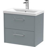 Hudson Reed Juno 600mm Wall Hung 2 Drawer Vanity & Mid-Edge Basin - Coastal Grey
