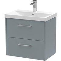 Hudson Reed Juno 600mm Wall Hung 2 Drawer Vanity & Thin-Edge Basin - Coastal Grey
