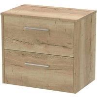 Hudson Reed Juno 600mm Wall Hung 2 Drawer Vanity & Worktop - Autumn Oak