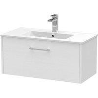 Hudson Reed Juno 800mm Wall Hung Single Drawer Vanity & Minimalist Basin - White Ash