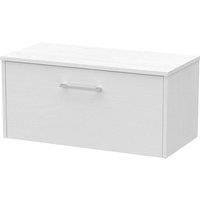Hudson Reed Juno 800mm Wall Hung Single Drawer Vanity & Worktop - White Ash