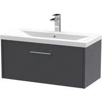 Hudson Reed Juno 800mm Wall Hung Single Drawer Vanity & Mid-Edge Basin - Graphite Grey
