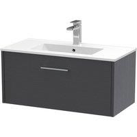Hudson Reed Juno 800mm Wall Hung Single Drawer Vanity & Minimalist Basin - Graphite Grey