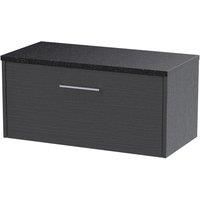 Hudson Reed Juno 800mm Wall Hung Single Drawer Vanity & Sparkling Black Laminate Top - Graphite Grey