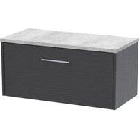 Hudson Reed Juno 800mm Wall Hung Single Drawer Vanity & Bellato Grey Laminate Top - Graphite Grey