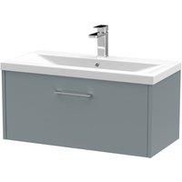 Hudson Reed Juno 800mm Wall Hung Single Drawer Vanity & Mid-Edge Basin - Coastal Grey