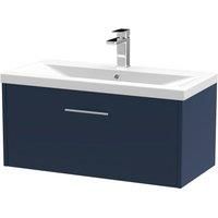 Hudson Reed Juno 800mm Wall Hung Single Drawer Vanity & Mid-Edge Basin - Electric Blue