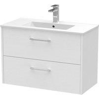 Hudson Reed Juno 800mm Wall Hung 2 Drawer Vanity & Minimalist Basin - White Ash