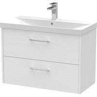 Hudson Reed Juno 800mm Wall Hung 2 Drawer Vanity & Thin-Edge Basin - White Ash