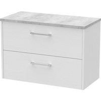 Hudson Reed Juno 800mm Wall Hung 2 Drawer Vanity & Bellato Grey Laminate Top - White Ash