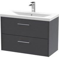 Hudson Reed Juno 800mm Wall Hung 2 Drawer Vanity & Mid-Edge Basin - Graphite Grey