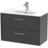 Hudson Reed Juno 800mm Wall Hung 2 Drawer Vanity & Minimalist Basin - Graphite Grey